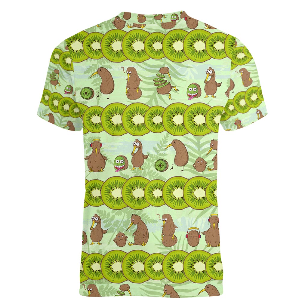 New Zealand Kiwi Fruit Witty Kiwi Bird Women V-Neck T-Shirt DT02 - Polynesian Pride