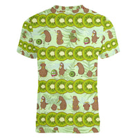 New Zealand Kiwi Fruit Witty Kiwi Bird Women V-Neck T-Shirt DT02 - Polynesian Pride