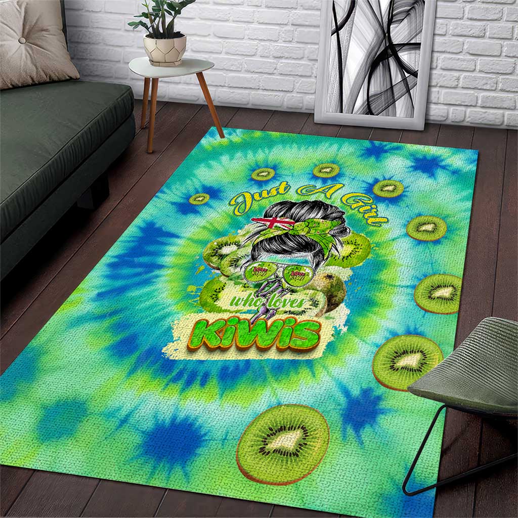 Just a Girl Who Loves Kiwis Area Rug New Zealand Tie Dye DT02 Green - Polynesian Pride