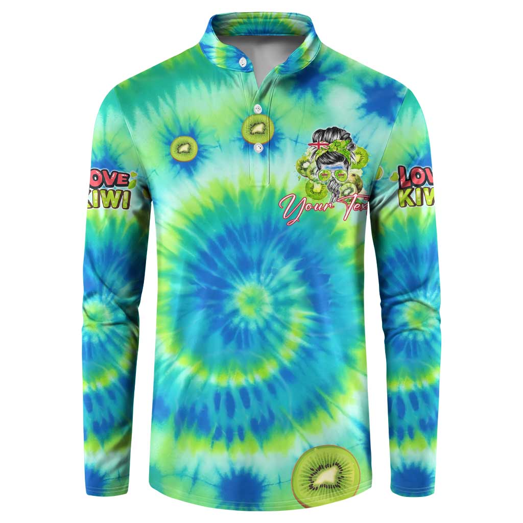 Just a Girl Who Loves Kiwis Button Sweatshirt New Zealand Tie Dye