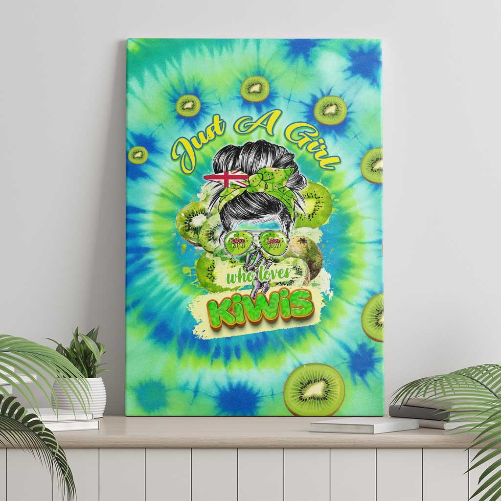Just a Girl Who Loves Kiwis Canvas Wall Art New Zealand Tie Dye DT02 - Polynesian Pride