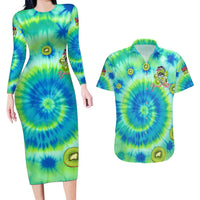 Just a Girl Who Loves Kiwis Couples Matching Long Sleeve Bodycon Dress and Hawaiian Shirt New Zealand Tie Dye DT02 Green - Polynesian Pride