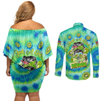 Just a Girl Who Loves Kiwis Couples Matching Off Shoulder Short Dress and Long Sleeve Button Shirt New Zealand Tie Dye DT02 - Polynesian Pride