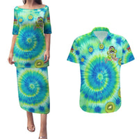 Just a Girl Who Loves Kiwis Couples Matching Puletasi and Hawaiian Shirt New Zealand Tie Dye DT02 Green - Polynesian Pride