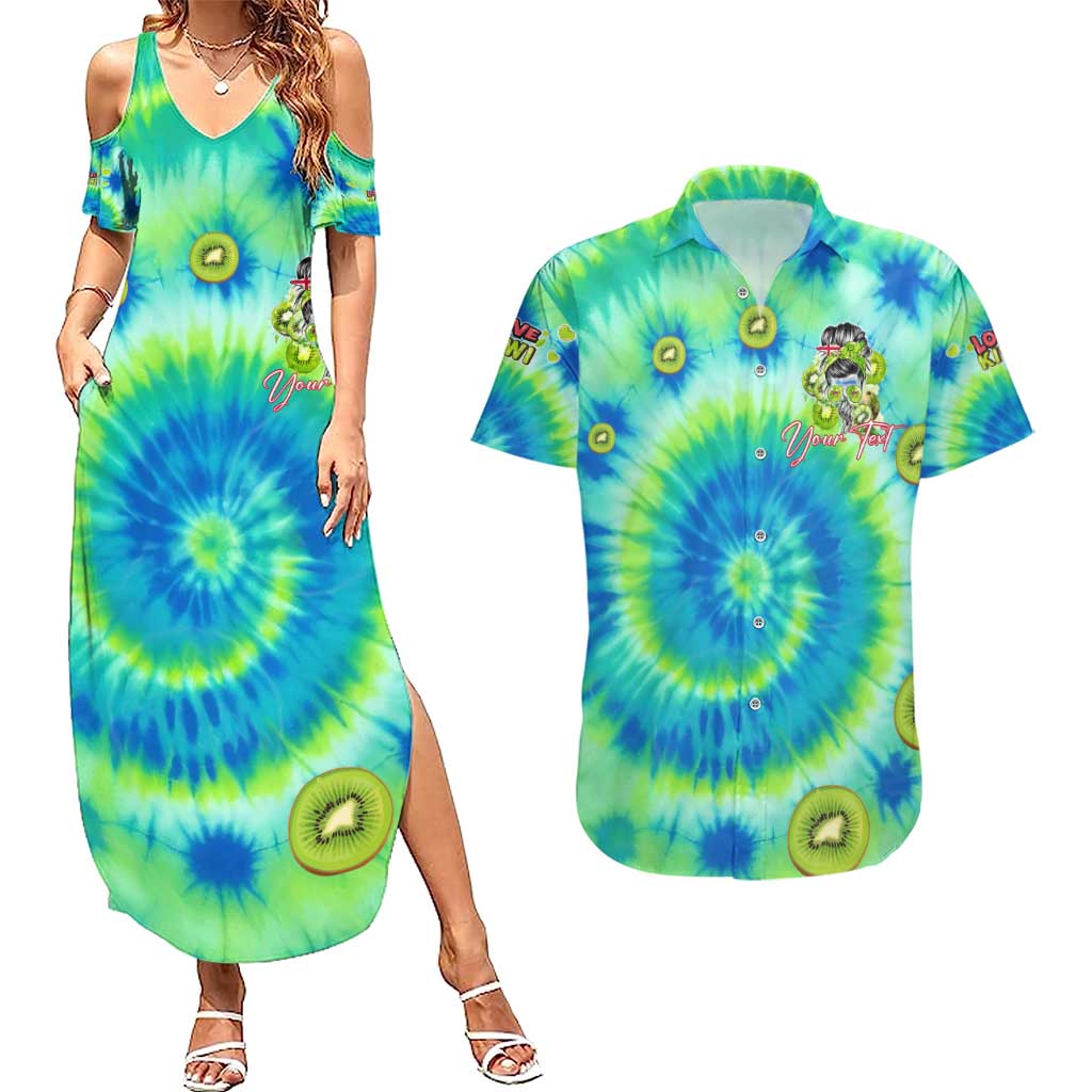 Just a Girl Who Loves Kiwis Couples Matching Summer Maxi Dress and Hawaiian Shirt New Zealand Tie Dye DT02 Green - Polynesian Pride