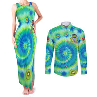 Just a Girl Who Loves Kiwis Couples Matching Tank Maxi Dress and Long Sleeve Button Shirt New Zealand Tie Dye DT02 Green - Polynesian Pride