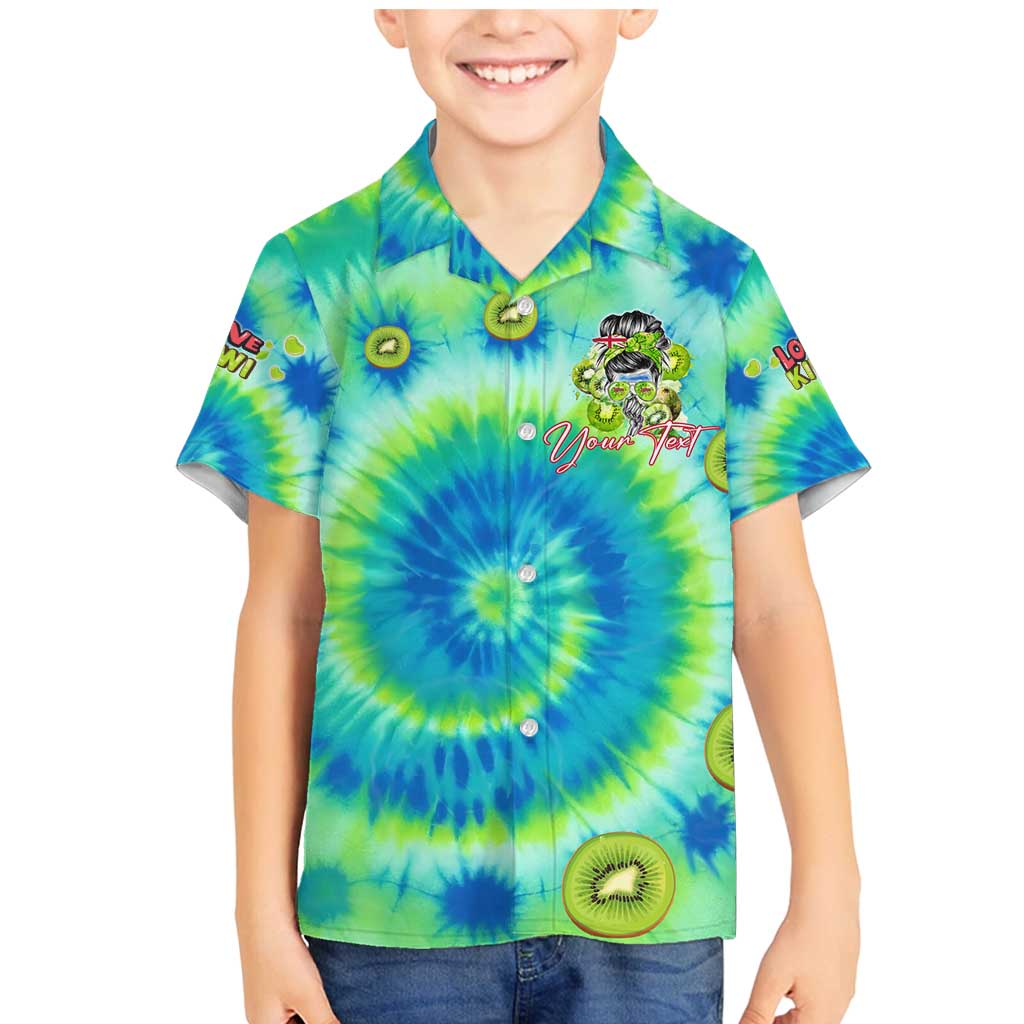 Just a Girl Who Loves Kiwis Family Matching Mermaid Dress and Hawaiian Shirt New Zealand Tie Dye DT02 Son's Shirt Green - Polynesian Pride