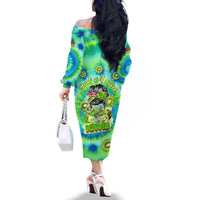 Just a Girl Who Loves Kiwis Family Matching Off The Shoulder Long Sleeve Dress and Hawaiian Shirt New Zealand Tie Dye DT02 - Polynesian Pride