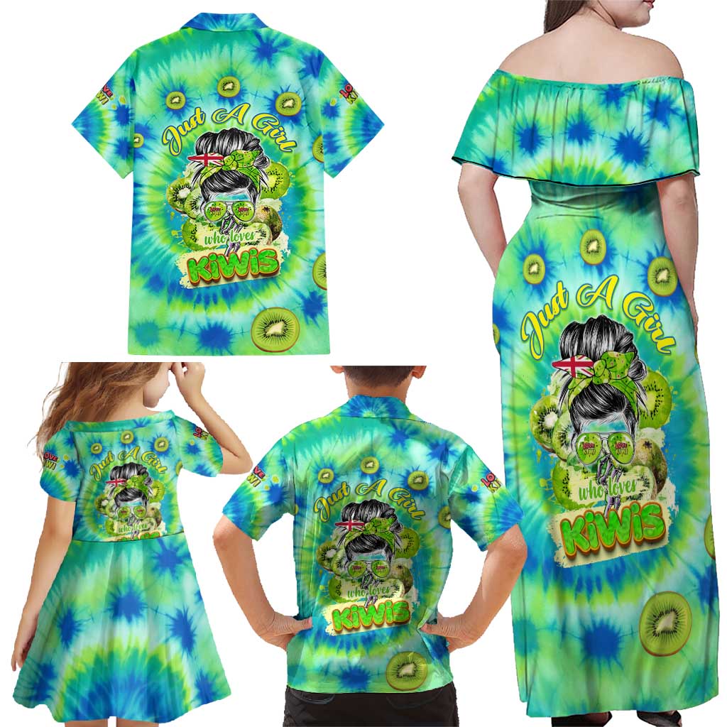 Just a Girl Who Loves Kiwis Family Matching Off Shoulder Maxi Dress and Hawaiian Shirt New Zealand Tie Dye DT02 - Polynesian Pride