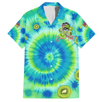 Just a Girl Who Loves Kiwis Family Matching Off Shoulder Maxi Dress and Hawaiian Shirt New Zealand Tie Dye DT02 Dad's Shirt - Short Sleeve Green - Polynesian Pride