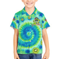 Just a Girl Who Loves Kiwis Family Matching Off Shoulder Maxi Dress and Hawaiian Shirt New Zealand Tie Dye DT02 Son's Shirt Green - Polynesian Pride