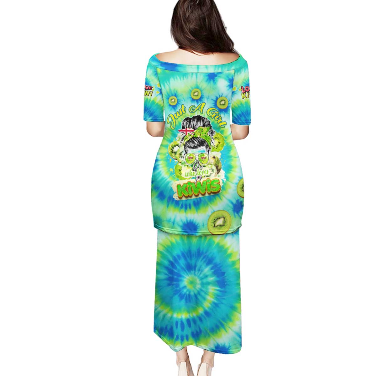 Just a Girl Who Loves Kiwis Family Matching Puletasi and Hawaiian Shirt New Zealand Tie Dye DT02 - Polynesian Pride