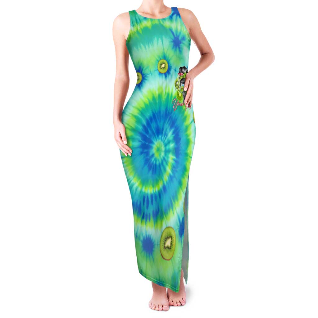 Just a Girl Who Loves Kiwis Family Matching Tank Maxi Dress and Hawaiian Shirt New Zealand Tie Dye DT02 Mom's Dress Green - Polynesian Pride