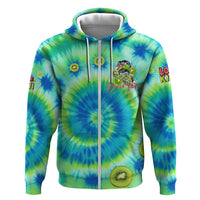 Just a Girl Who Loves Kiwis Hoodie New Zealand Tie Dye DT02 Zip Hoodie Green - Polynesian Pride
