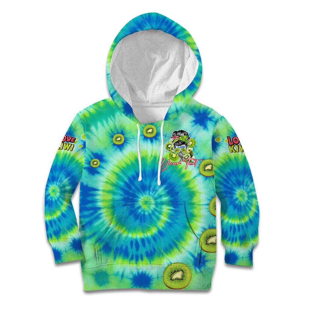 Just a Girl Who Loves Kiwis Kid Hoodie New Zealand Tie Dye DT02 Hoodie Green - Polynesian Pride