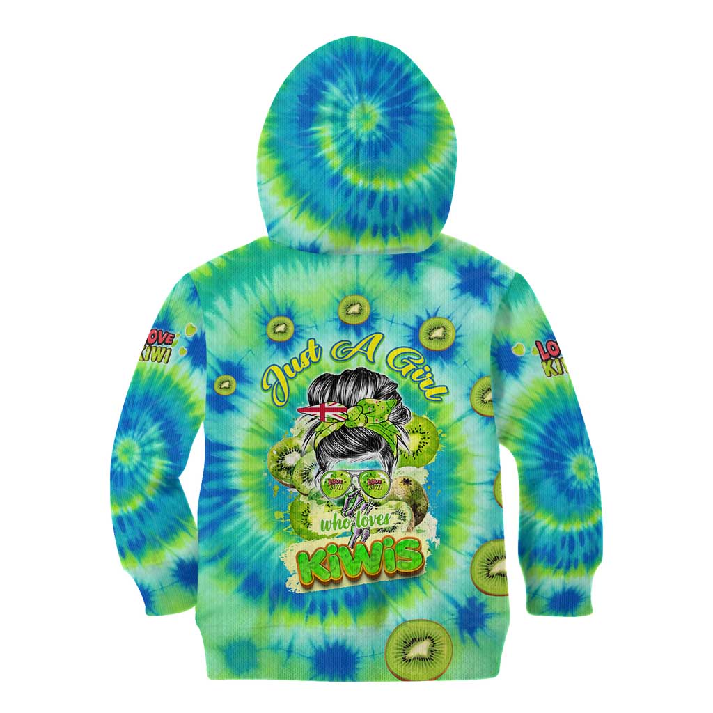 Just a Girl Who Loves Kiwis Kid Hoodie New Zealand Tie Dye DT02 - Polynesian Pride