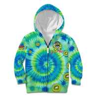 Just a Girl Who Loves Kiwis Kid Hoodie New Zealand Tie Dye DT02 Zip Hoodie Green - Polynesian Pride
