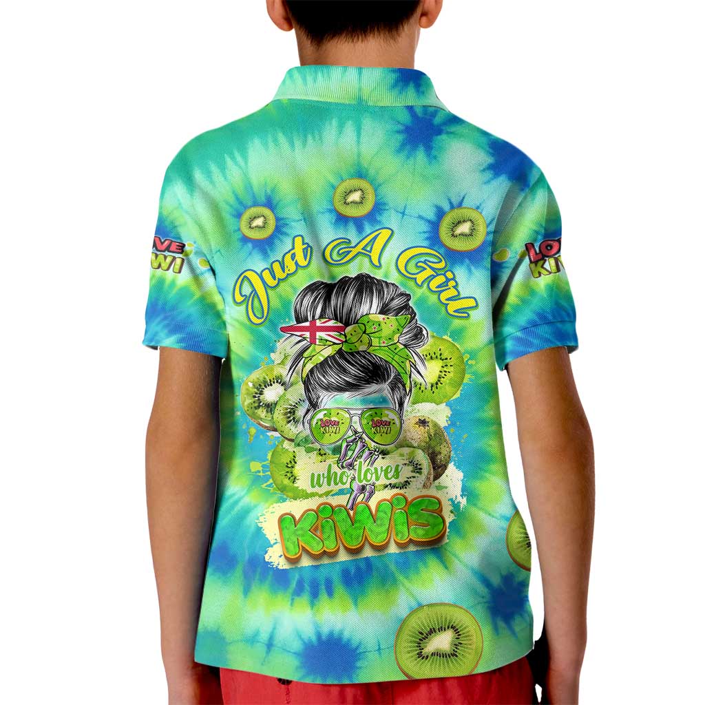 Just a Girl Who Loves Kiwis Kid Polo Shirt New Zealand Tie Dye DT02 - Polynesian Pride