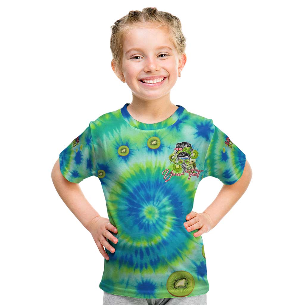 Just a Girl Who Loves Kiwis Kid T Shirt New Zealand Tie Dye DT02 Green - Polynesian Pride