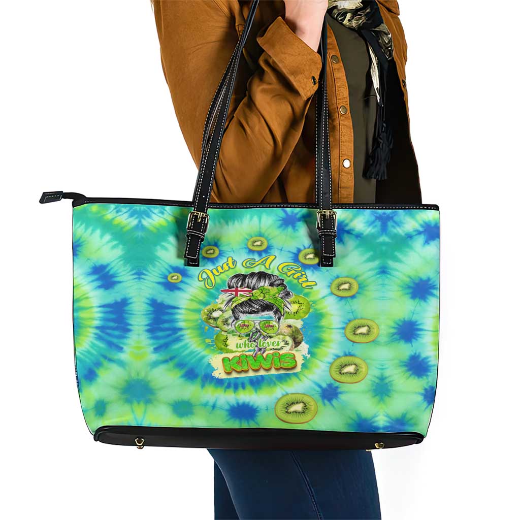 Just a Girl Who Loves Kiwis Leather Tote Bag New Zealand Tie Dye DT02 - Polynesian Pride