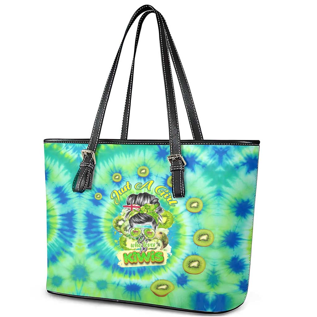 Just a Girl Who Loves Kiwis Leather Tote Bag New Zealand Tie Dye DT02 - Polynesian Pride