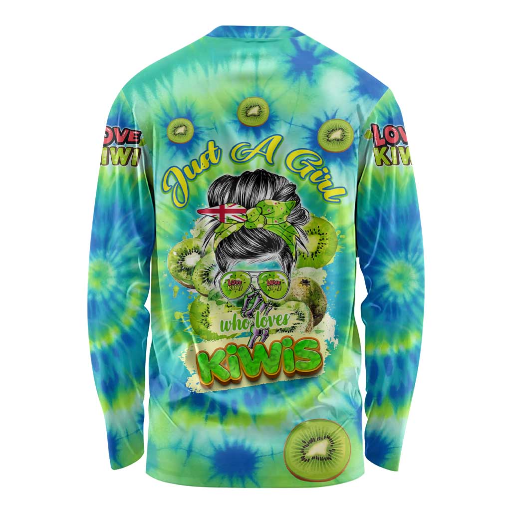 Just a Girl Who Loves Kiwis Long Sleeve Shirt New Zealand Tie Dye DT02 - Polynesian Pride