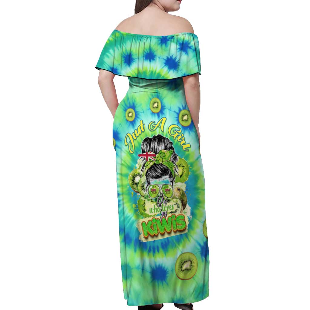 Just a Girl Who Loves Kiwis Off Shoulder Maxi Dress New Zealand Tie Dye DT02 - Polynesian Pride
