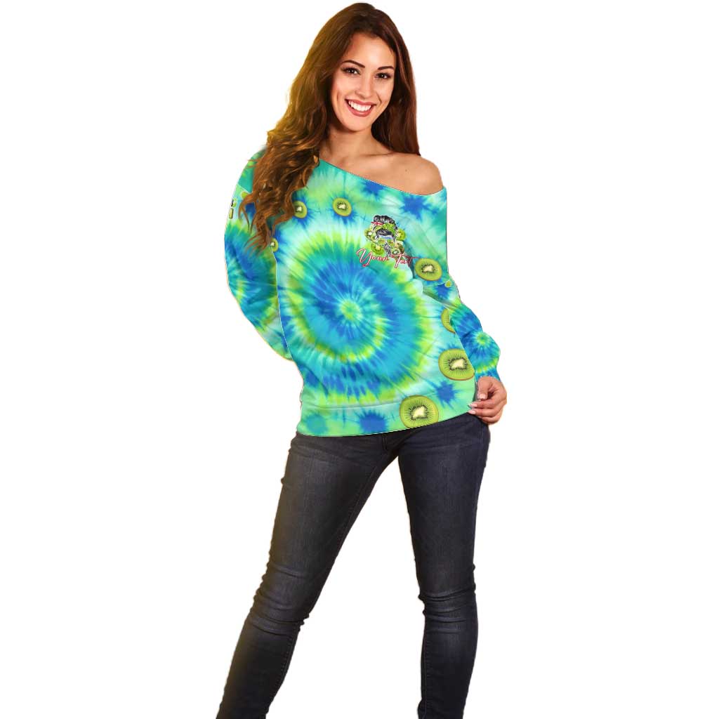 Just a Girl Who Loves Kiwis Off Shoulder Sweater New Zealand Tie Dye DT02 - Polynesian Pride