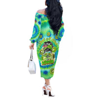 Just a Girl Who Loves Kiwis Off The Shoulder Long Sleeve Dress New Zealand Tie Dye DT02 - Polynesian Pride