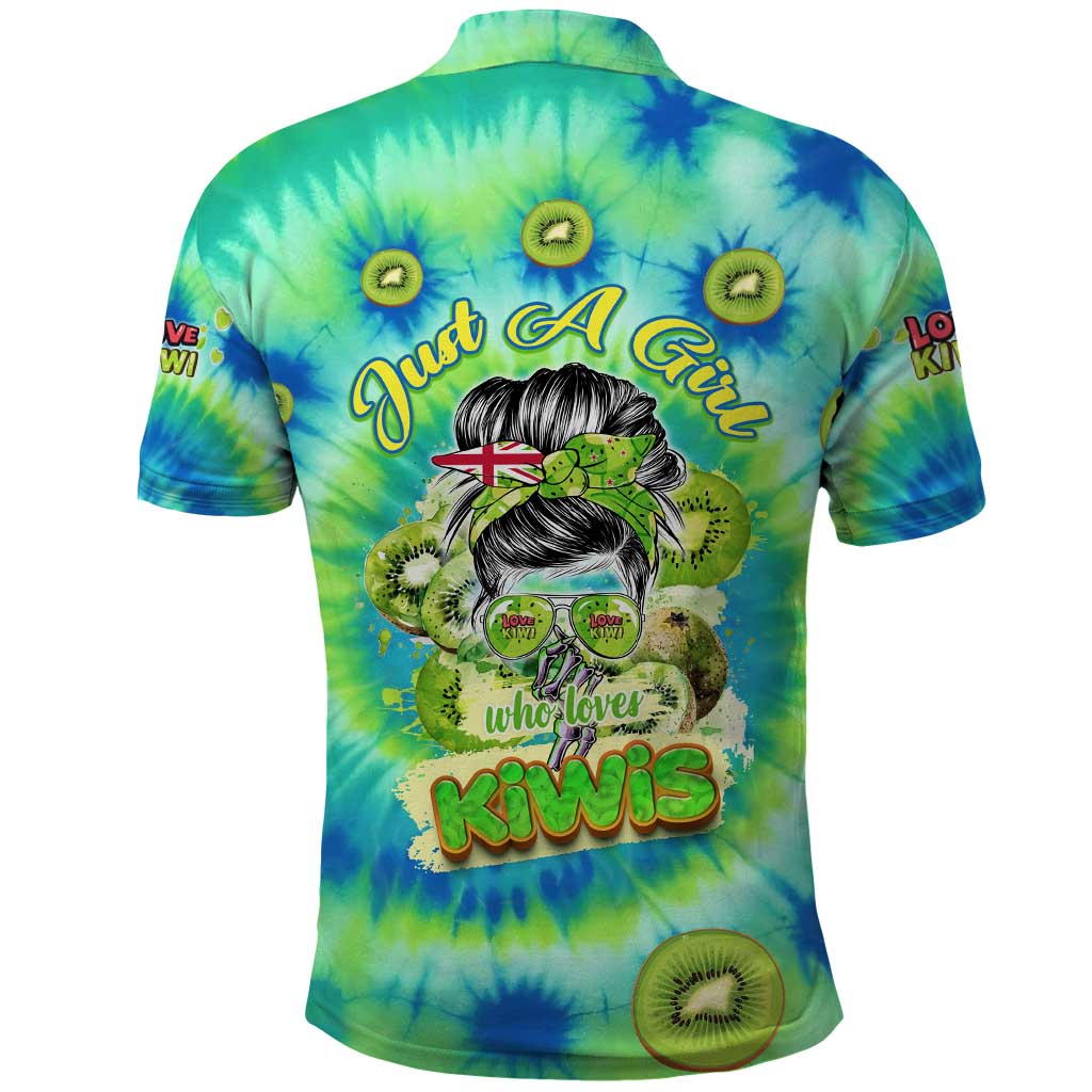Just a Girl Who Loves Kiwis Polo Shirt New Zealand Tie Dye DT02 - Polynesian Pride
