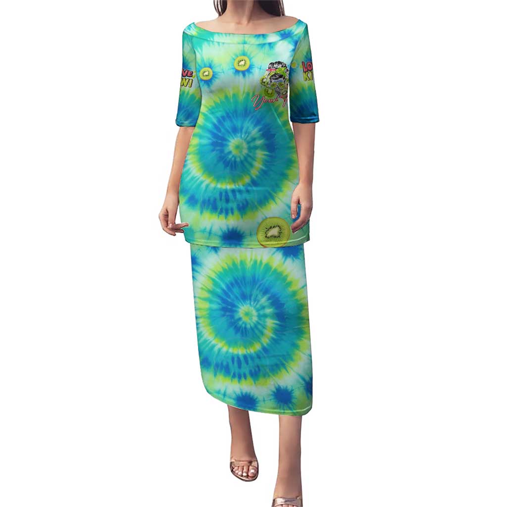 Just a Girl Who Loves Kiwis Puletasi New Zealand Tie Dye DT02 Long Dress Green - Polynesian Pride