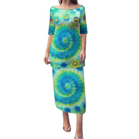 Just a Girl Who Loves Kiwis Puletasi New Zealand Tie Dye DT02 Long Dress Green - Polynesian Pride