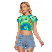 Just a Girl Who Loves Kiwis Raglan Cropped T Shirt New Zealand Tie Dye DT02 Female Green - Polynesian Pride