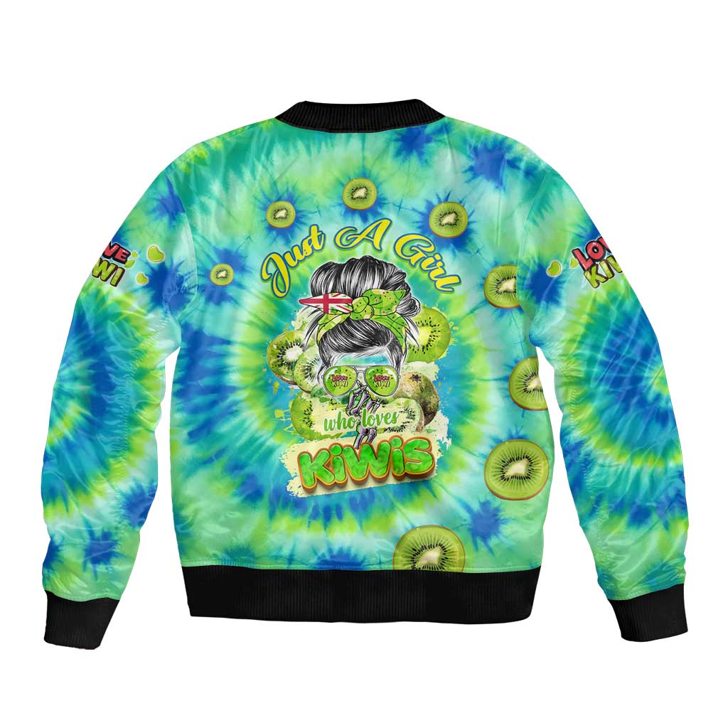 Just a Girl Who Loves Kiwis Sleeve Zip Bomber Jacket New Zealand Tie Dye DT02 - Polynesian Pride