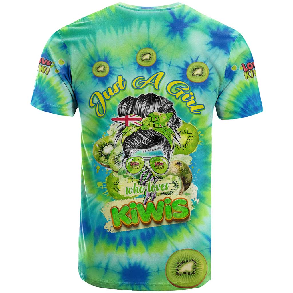 Just a Girl Who Loves Kiwis T Shirt New Zealand Tie Dye DT02 - Polynesian Pride
