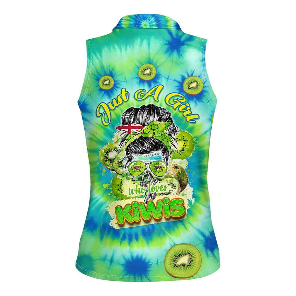 Just a Girl Who Loves Kiwis Women Sleeveless Polo Shirt New Zealand Tie Dye DT02 - Polynesian Pride