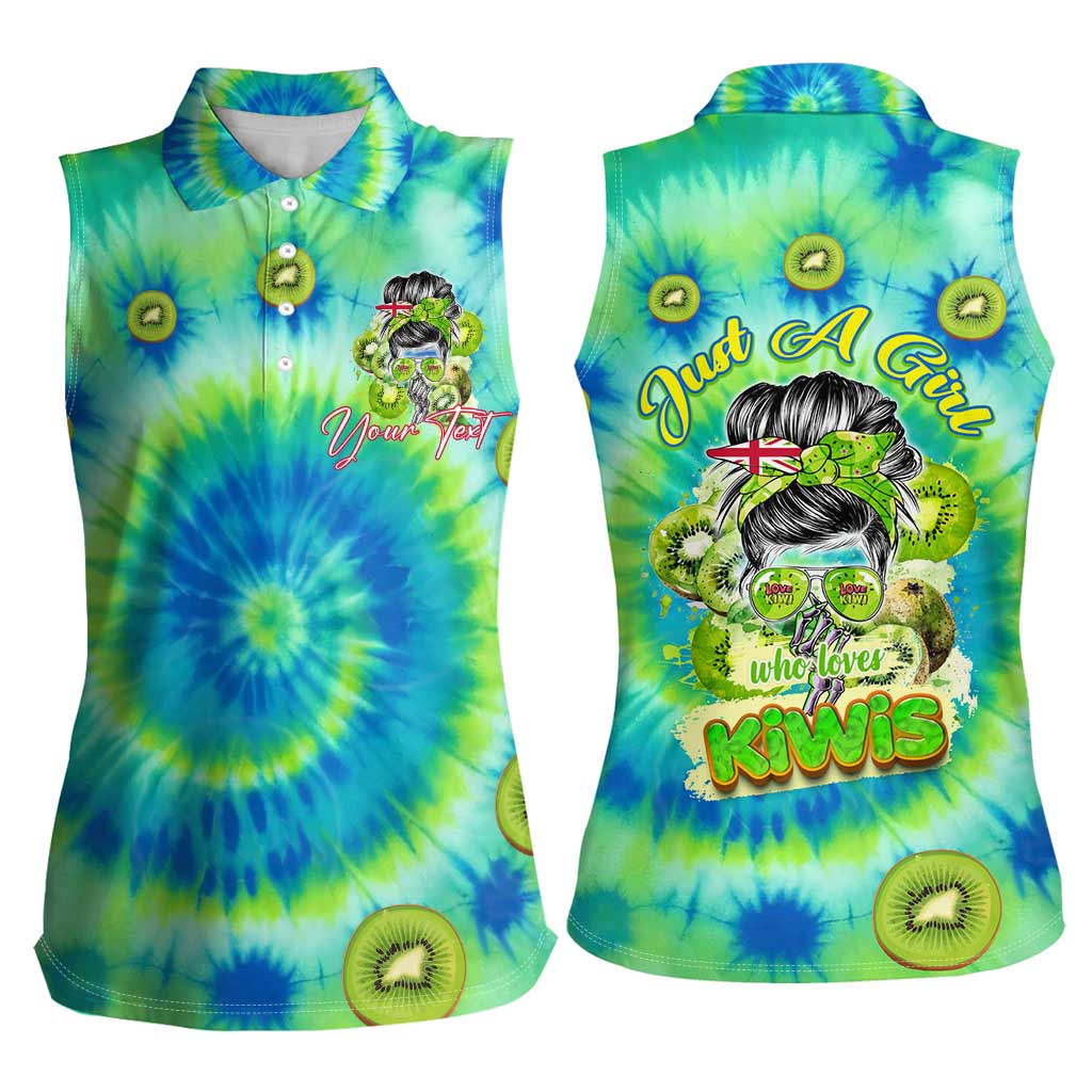 Just a Girl Who Loves Kiwis Women Sleeveless Polo Shirt New Zealand Tie Dye DT02 - Polynesian Pride