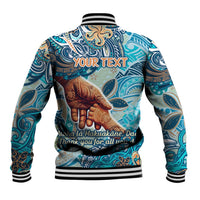 Hand In Hand Father's Day Polynesian Baseball Jacket Tribal Flower Pattern
