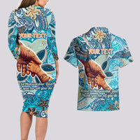 Hand In Hand Father's Day Polynesian Couples Matching Long Sleeve Bodycon Dress and Hawaiian Shirt Tribal Flower Pattern DT02 - Polynesian Pride