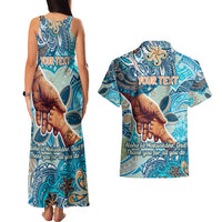 Hand In Hand Father's Day Polynesian Couples Matching Tank Maxi Dress and Hawaiian Shirt Tribal Flower Pattern DT02 - Polynesian Pride