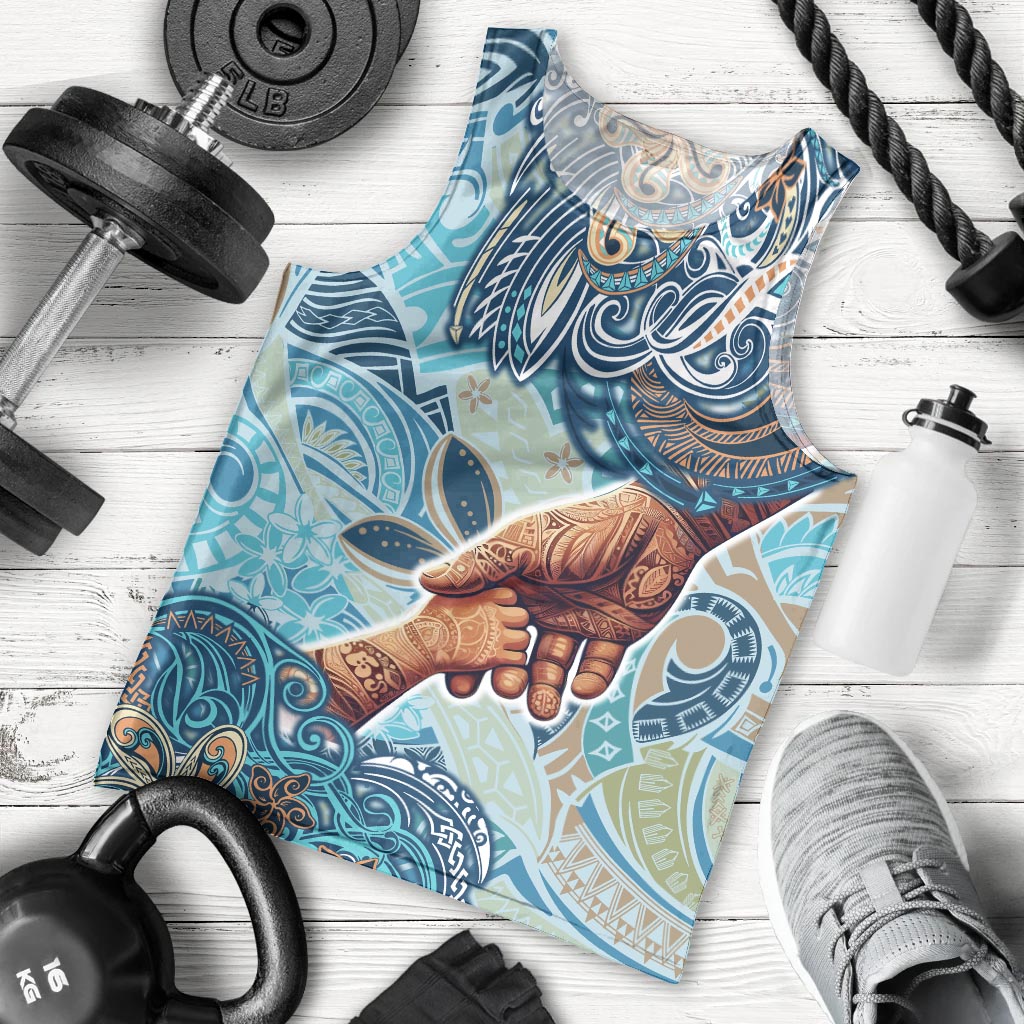 Hand In Hand Father's Day Polynesian Men Tank Top Tribal Flower Pattern DT02 - Polynesian Pride