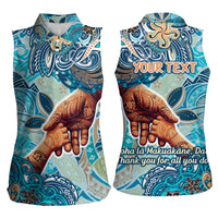 Hand In Hand Father's Day Polynesian Women Sleeveless Polo Shirt Tribal Flower Pattern DT02 - Polynesian Pride