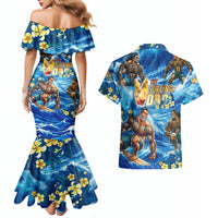 Hawaii Father's Day Couples Matching Mermaid Dress and Hawaiian Shirt The Surfing Dad Polynesian Tattoo DT02 - Polynesian Pride