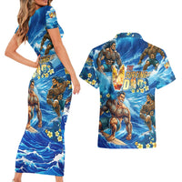 Hawaii Father's Day Couples Matching Short Sleeve Bodycon Dress and Hawaiian Shirt The Surfing Dad Polynesian Tattoo DT02 - Polynesian Pride