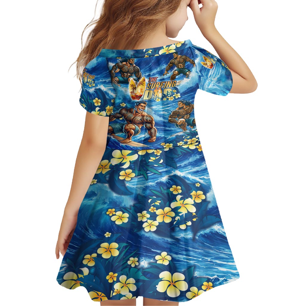 Hawaii Father's Day Kid Short Sleeve Dress The Surfing Dad Polynesian Tattoo DT02 - Polynesian Pride