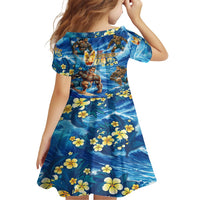 Hawaii Father's Day Kid Short Sleeve Dress The Surfing Dad Polynesian Tattoo DT02 - Polynesian Pride