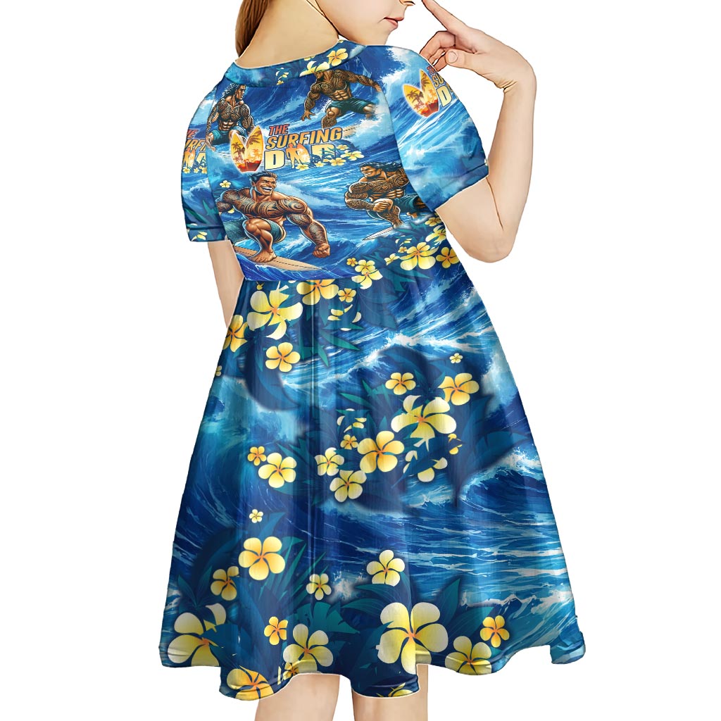 Hawaii Father's Day Kid Short Sleeve Dress The Surfing Dad Polynesian Tattoo DT02 - Polynesian Pride