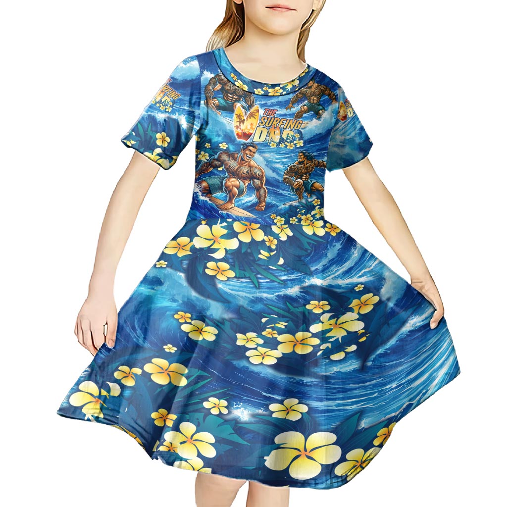 Hawaii Father's Day Kid Short Sleeve Dress The Surfing Dad Polynesian Tattoo DT02 - Polynesian Pride