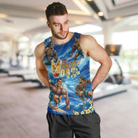 Hawaii Father's Day Men Tank Top The Surfing Dad Polynesian Tattoo DT02 Blue - Polynesian Pride