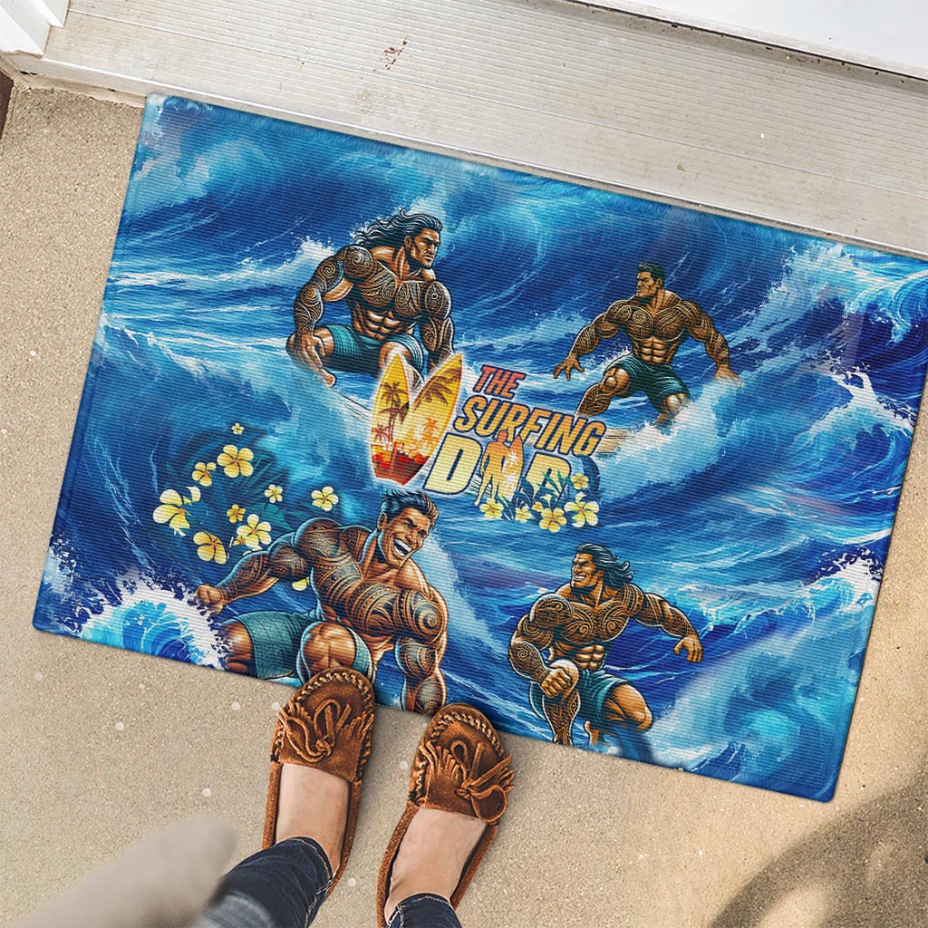 Hawaii Father's Day Rubber Doormat The Surfing Dad Polynesian Tattoo DT02 - Polynesian Pride